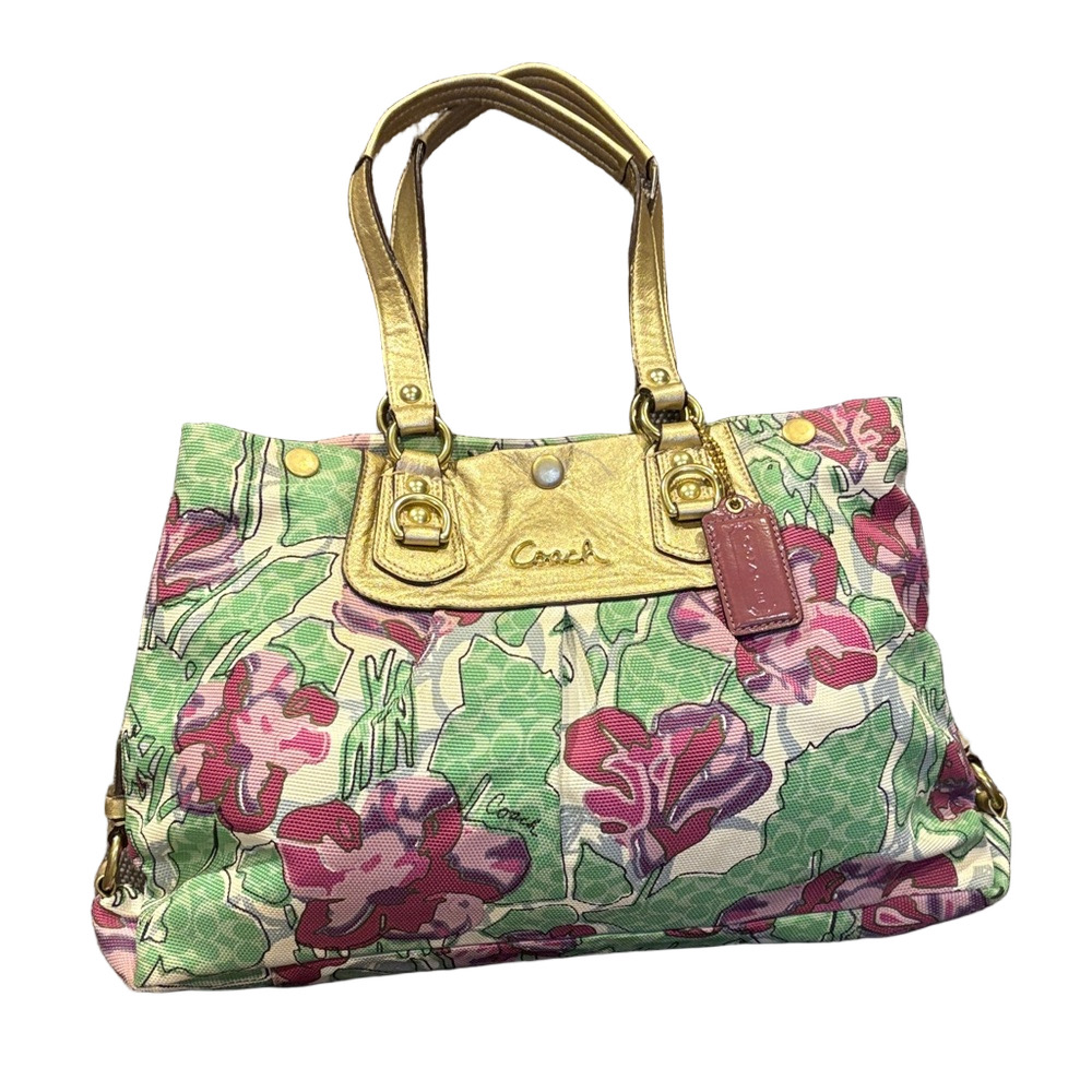 Coach Ashley Floral Tote in Pink, Green & Gold - Picture 2 of 11